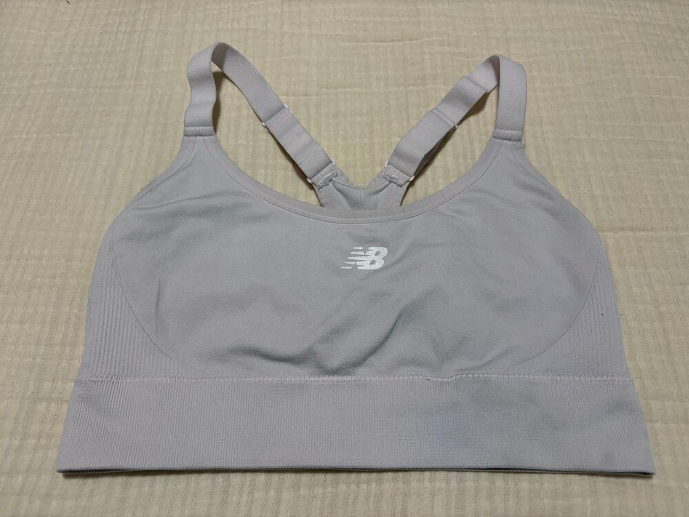 New Balance Sports Bra Women's Large Light Gray Adjustable Straps Padded